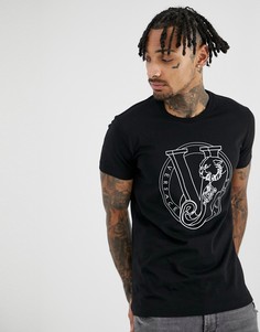 Черная футболка с большим логотипом Versace Jeans - Черный