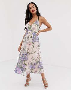Платье миди с вышивкой и бретельками на спине ASOS EDITION - Мульти