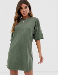 Платье-футболка с необработанными краями ASOS DESIGN - Зеленый