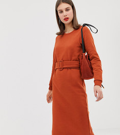 Оранжевое трикотажное платье с поясом River Island - Оранжевый