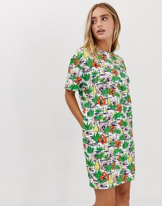 Платье-футболка с гавайским принтом Love Moschino - Мульти