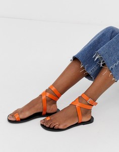 Кожаные сандалии ASOS DESIGN Finer - Оранжевый