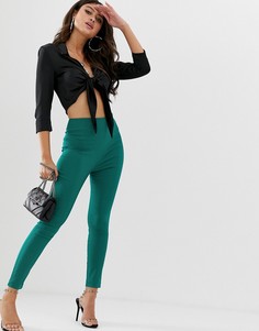 Брюки скинни с завышенной талией ASOS DESIGN - Зеленый