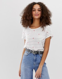 Футболка с принтом сердец и полосок Only - Белый