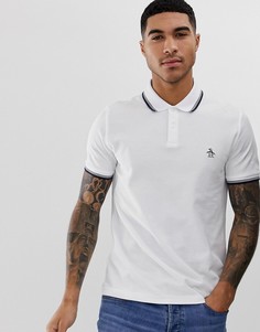 Белое приталенное поло из пике с кантом Original Penguin - Белый