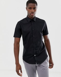 Эластичная черная приталенная рубашка с короткими рукавами Esprit - Черный
