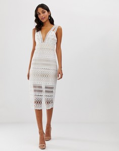 Платье-футляр миди с вышивкой ришелье ASOS DESIGN - Мульти
