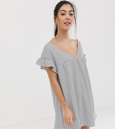 Свободное платье в полоску из растягивающегося в 2 направлениях меланжевого хлопка ASOS DESIGN Petite - Мульти