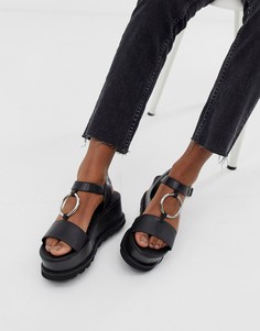 Туфли на массивной плоской платформе с декоративными кольцами ASOS DESIGN Talitha - Черный