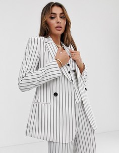 Белый блейзер в тонкую полоску ASOS DESIGN - Мульти