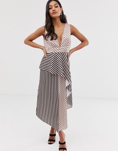 Платье миди в полоску и горошек ASOS DESIGN - Мульти