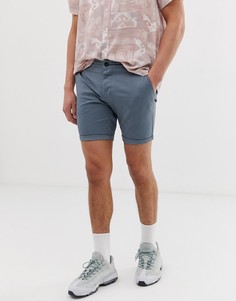Серые облегающие шорты чиносы ASOS DESIGN - Синий