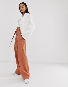 Выбеленные широкие джинсы с ремнем ASOS DESIGN - terracotta - Коричневый
