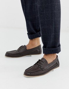 Коричневые кожаные плетеные туфли KG by Kurt Geiger - Коричневый