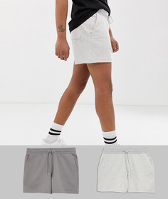 Набор из 2 коротких трикотажных шортов (белые меланжевые / серые) ASOS DESIGN - Мульти