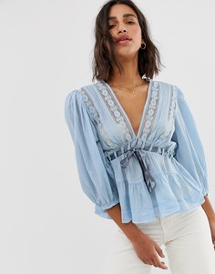 Блузка с завязкой Free People Favourite Romace - Синий