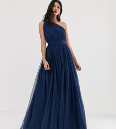 Платье макси на одно плечо из тюля ASOS DESIGN tall - Темно-синий