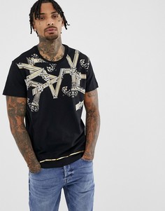Черная футболка с принтом логотипа Versace Jeans - Черный