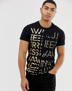 Футболка с золотистым принтом Versace Jeans - Синий