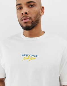 Белая футболка с принтом boohooMAN west coast - Белый