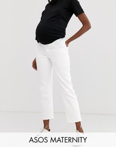 Белые прямые джинсы со вставками по бокам ASOS DESIGN Maternity Florence - Белый