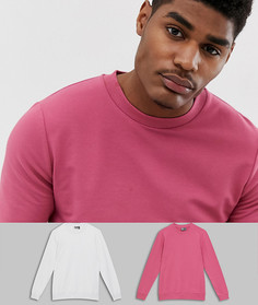 Набор из 2 обтягивающих свитшотов (розовый/белый) ASOS DESIGN - Мульти