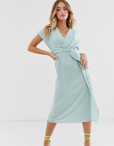 Платье мидии с драпировкой спереди ASOS DESIGN - Синий