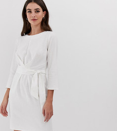 Льняное платье мини с запахом и завязкой ASOS DESIGN Tall - Белый
