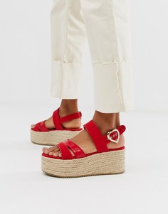 Эспадрильи на танкетке Love Moschino - Красный