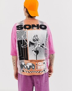 Oversize-футболка с принтом тай-дай и рисунком на спине ASOS DESIGN - Розовый