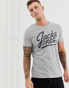 Футболка с надписью-логотипом Jack & Jones - Серый