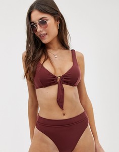 Бикини-топ сливового цвета с декоративным кольцом Seafolly Active - Фиолетовый