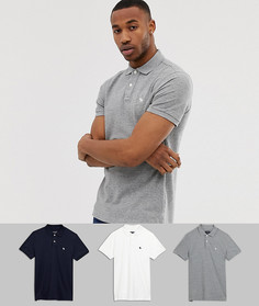 3 поло из пике с логотипом (белое/серое/черное) Abercrombie & Fitch - Мульти