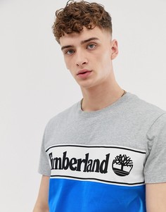 Серая футболка с круглым вырезом и блочным принтом Timberland - Серый