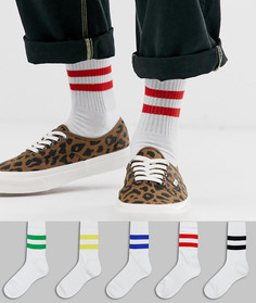 Набор из 5 пар спортивных носков с полосами ASOS DESIGN - Мульти