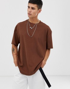 Коричневая oversize-футболка Weekday - Коричневый