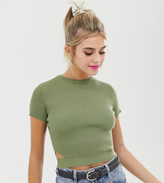 Зеленый укороченный топ с вырезами Bershka - Зеленый
