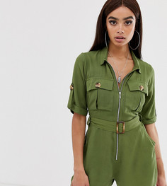 Зеленый ромпер в стиле милитари с карманами Boohoo - Зеленый