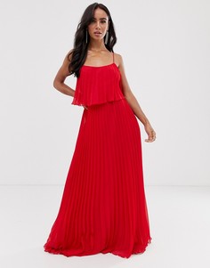 Плиссированное платье макси с кроп-топом и овальным вырезом ASOS DESIGN - Красный
