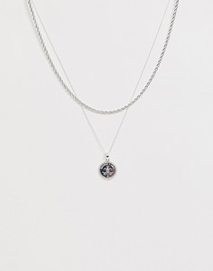 Двухъярусное ожерелье с медальоном Chained & Able - Серебряный