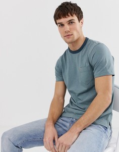 Зеленая приталенная футболка с контрастной отделкой Farah - Groove - Зеленый