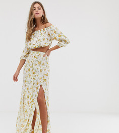 Юбка макси с цветочным принтом и разрезами по бокам Miss Selfridge - Белый