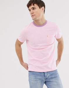 Розовая приталенная футболка с контрастной отделкой Farah - Groove - Розовый