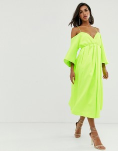 Трапециевидное структурированное платье с бретельками ASOS EDITION - Зеленый