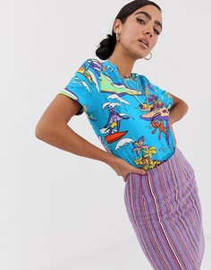 Футболка с тропическим принтом Love Moschino - Синий