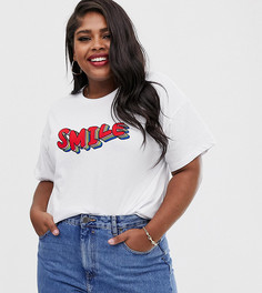 Футболка с принтом smile ASOS DESIGN Curve - Белый