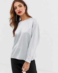 Атласный топ с рукавами летучая мышь и запахом на спине ASOS DESIGN - Зеленый
