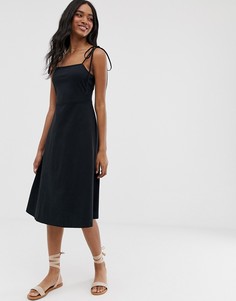 Сарафан миди с бретелями на завязках ASOS DESIGN - Черный