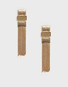 Золотистые серьги с кисточками из цепочек Ashiana - Золотой