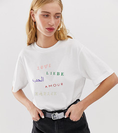 Белая футболка из органического хлопка с вышивкой Love Monki - Белый